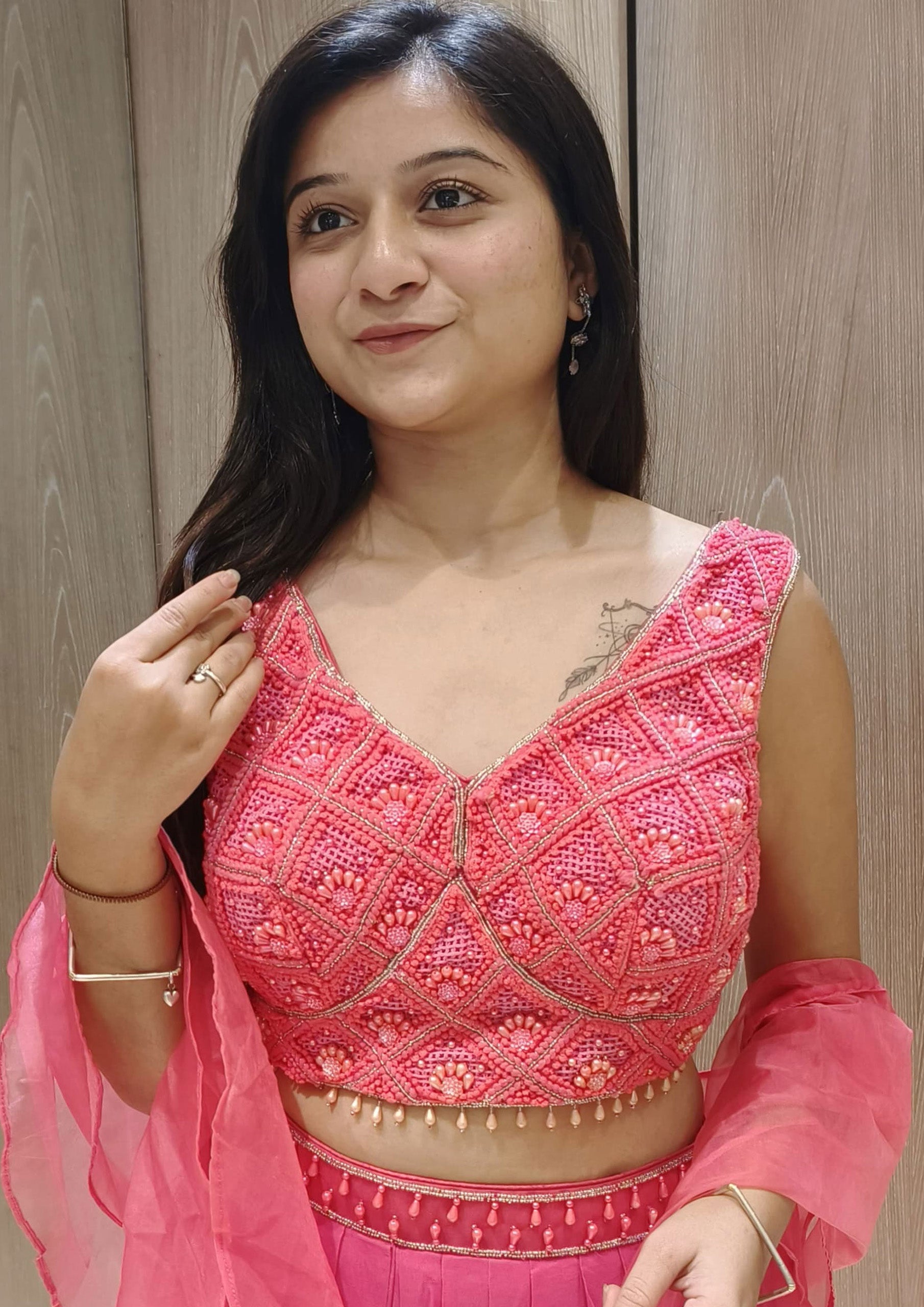 Gajari Color Georgette Hand Work Palazzo Choli Set